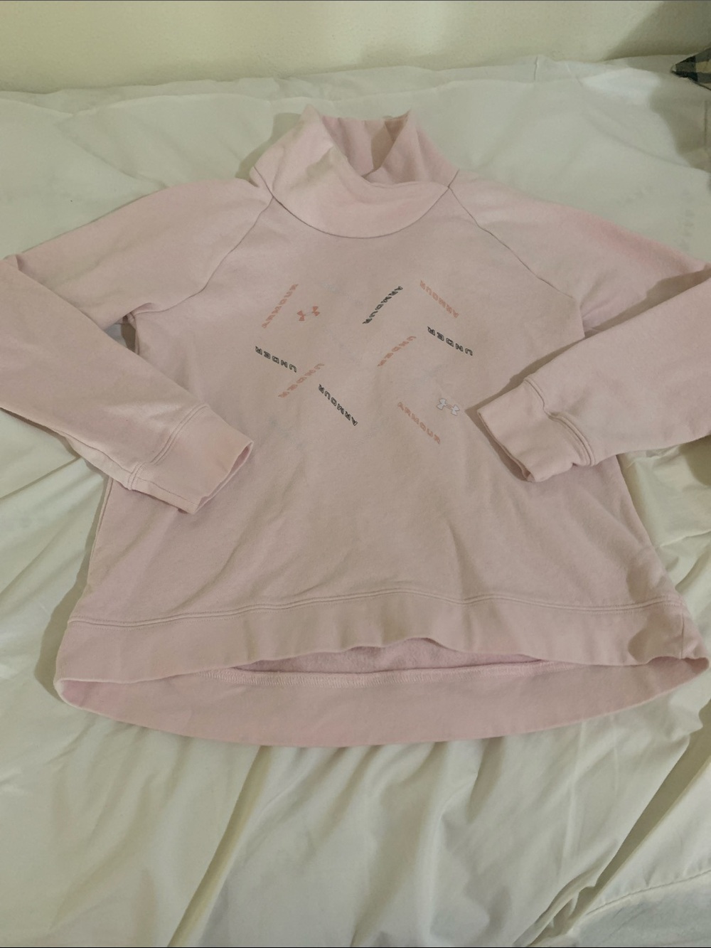Under Armour Girls Light Pink Mock Neck Pullover Hoodie